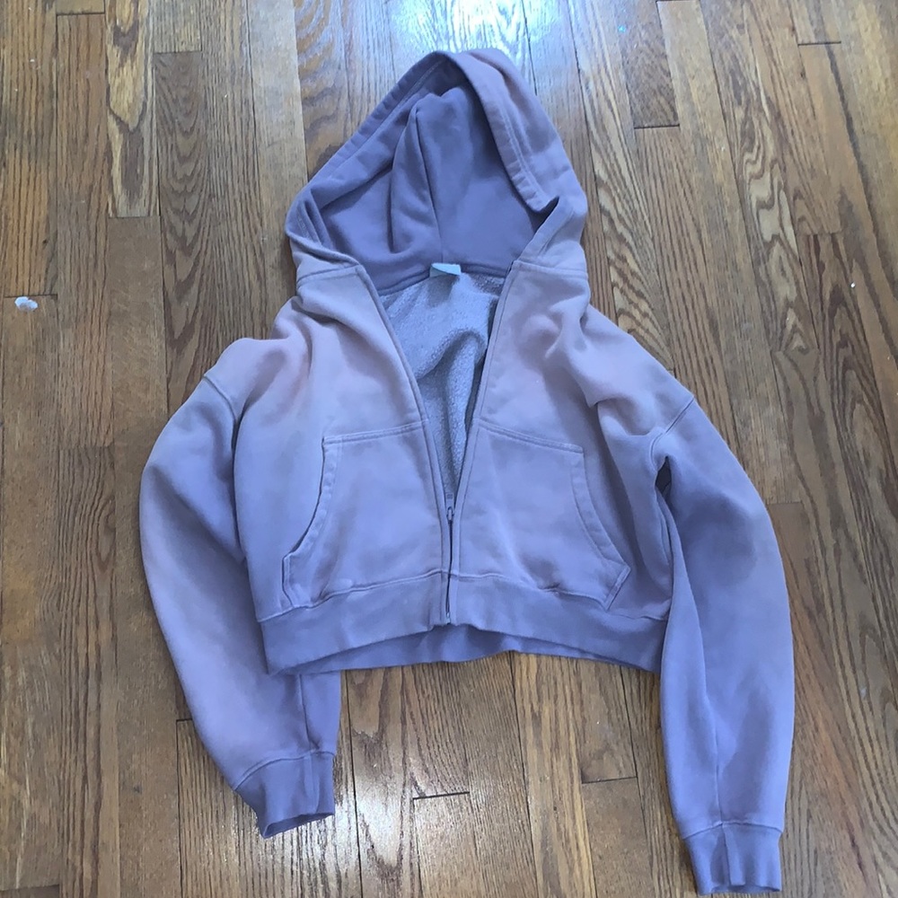 Aritzia Cropped Lavender Zip Hoodie